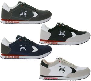 U.S ATHLETIC Speed Run Herren Sport-Sneaker in Canvas-Wildlederoptik Schnür-Schuhe Turnschuhe Grau, Schwarz, Weiß oder Navy