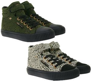 BRITISH KNIGHTS Dee Kinder Mid-Top Sneaker mit Punkten Mädchen Schnür-Schuhe Jungen mit verstärktem Zehenbereich Schwarz/Olivgrün oder Beige/Schwarz