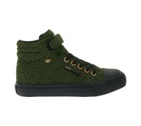 BRITISH KNIGHTS Dee Kinder Mid-Top Sneaker mit Punkten Mädchen Schnür-Schuhe Jungen mit verstärktem Zehenbereich Schwarz/Olivgrün oder Beige/Schwarz