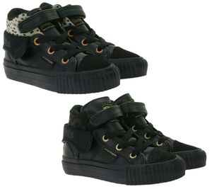 Baskets montantes Roco pour bébé BRITISH KNIGHTS, imprimé léopard - Chaussures à lacets avec revers rabattable - Fille B48-3709I Noir