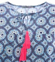 Blusa de algodón para mujer ZWILLINGSHERZ, blusa de verano con estampado paisley integral 33125, azul, rosa o turquesa
