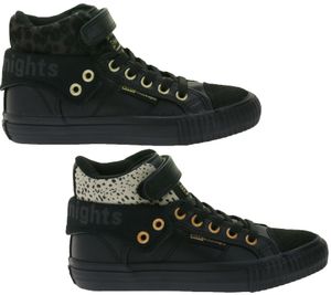 Baskets montantes BRITISH KNIGHTS Roco pour enfants, imprimé léopard, lacets et revers, modèle B48-3709C Noir ou Noir/Beige