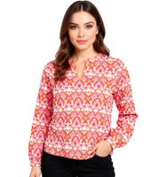 ZWILLINGSHERZ Joyful - Camicia estiva con decorazioni da donna, modello tunica, 33236, arancione/rosa/bianco o blu/rosa/bianco/verde