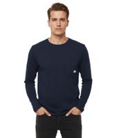 11 PROJECT Emilio Herren Longsleeve Basic-Shirt mit Rundhals-Ausschnitt Baumwoll-Shirt 21300996ME Blau, Weiß oder Schwarz