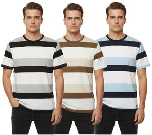 T-shirt homme Frankie en coton, coloris marron/blanc, bleu/blanc ou noir/blanc, référence 21301046ME