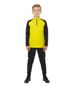 Sweat-shirt enfant PUMA Teamliga à fermeture éclair 1/4, T-shirt d'entraînement éco-responsable avec technologie dryCELL, Jaune 657237 07