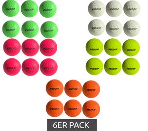 Confezione da 6 palline da hockey da strada SCOOP X-Treme con design a fossette - Attrezzatura sportiva - Bianco, Verde, Rosa, Giallo o Arancione