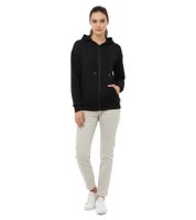 ZWILLINGSHERZ Women's Hooded Zip-Up Hoodie with Pockets 46094-3 Black