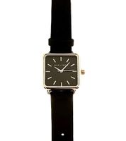 Orologio analogico al quarzo da donna lilyandstone con cinturino in pelle, cassa rotonda o quadrata, nero/oro rosa o nero/oro