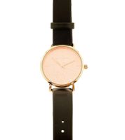 Orologio analogico al quarzo da donna lilyandstone con cinturino in pelle, cassa rotonda o quadrata, nero/oro rosa o nero/oro