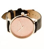 Orologio analogico al quarzo da donna lilyandstone con cinturino in pelle, cassa rotonda o quadrata, nero/oro rosa o nero/oro