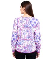Chemisier en coton ZWILLINGSHERZ pour femme - Chemisier d'été à motif cachemire intégral 33214 Bleu/Rose/Blanc ou Vert/Rose/Blanc