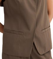 Gilet long asymétrique pour femme, fermeture à boutons-pression, tissu sergé vert olive 911679