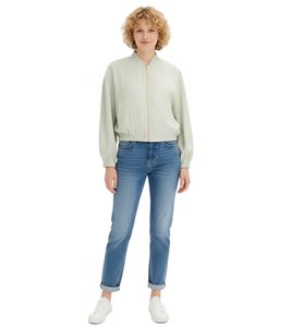 Shiny Women's Blouson Fashionable Transitional Jacket Satin Bomber Jacket Oversized 913821 Mint/Gold