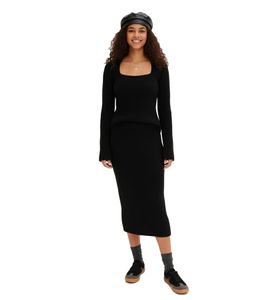 figurbetonender Damen Strick-Pullover mit Karree-Ausschnitt Alltags-Pullover 915030 Schwarz