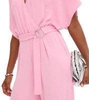 Loose-fitting women's jumpsuit with wide legs and tie belt, perfect for New Year's Eve, 969950 Pink