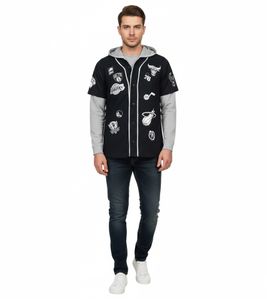 Hollister X NBA Men's Hoodie Jacket with Team Logos, Cotton Layered Jacket 325-259-2631-900 Black/Gray