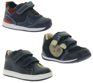 Zapatillas GEOX B para niño con suela transpirable, zapatos de caña media con cierre de velcro y parte de piel auténtica, zapatos de bebé Rishon, cada uno, o Biglia, azul oscuro