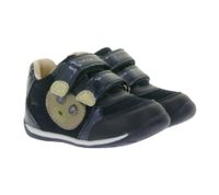 Baskets GEOX B pour tout-petits, mi-montantes, à semelle respirante, fermeture Velcro et cuir véritable (partiellement), modèles Rishon, Each ou Biglia, bleu foncé.