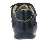 Baskets GEOX B pour tout-petits, mi-montantes, à semelle respirante, fermeture Velcro et cuir véritable (partiellement), modèles Rishon, Each ou Biglia, bleu foncé.
