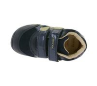 Baskets GEOX B pour tout-petits, mi-montantes, à semelle respirante, fermeture Velcro et cuir véritable (partiellement), modèles Rishon, Each ou Biglia, bleu foncé.