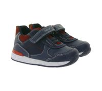 Baskets GEOX B pour tout-petits, mi-montantes, à semelle respirante, fermeture Velcro et cuir véritable (partiellement), modèles Rishon, Each ou Biglia, bleu foncé.