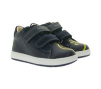 Baskets GEOX B pour tout-petits, mi-montantes, à semelle respirante, fermeture Velcro et cuir véritable (partiellement), modèles Rishon, Each ou Biglia, bleu foncé.