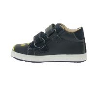 Baskets GEOX B pour tout-petits, mi-montantes, à semelle respirante, fermeture Velcro et cuir véritable (partiellement), modèles Rishon, Each ou Biglia, bleu foncé.