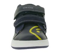 Baskets GEOX B pour tout-petits, mi-montantes, à semelle respirante, fermeture Velcro et cuir véritable (partiellement), modèles Rishon, Each ou Biglia, bleu foncé.