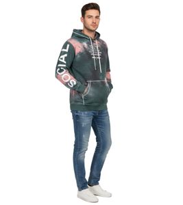 Sweat à capuche Hollister X Social Tourist pour homme, en coton imprimé tie-dye, coupe oversize, 365-352-0002-208, vert/rose