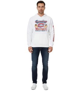 Sweat à capuche Hollister x LNH Canadiens de Montréal pour homme, imprimé logo de l'équipe, en coton blanc (322-221-1606-100)