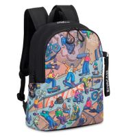 Rivacase Agora Urban Skaters Kinder-Rucksack für Mädchen und Jungen Alltags-Rucksack Schul-Rucksack 12L 5420 BK Schwarz/Bunt