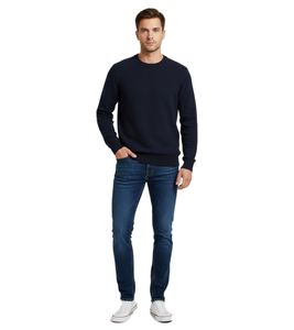 Semplice maglione da uomo ESPRIT, girocollo, pullover in cotone, blu scuro