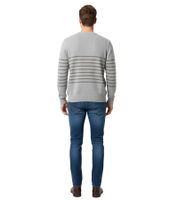 Pull rayé ESPRIT pour homme, col rond, 100 % coton, gris