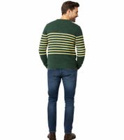 Pull rayé ESPRIT pour homme, col rond, 100 % coton, vert