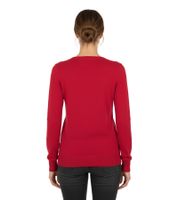 Eleganter Damen Strick-Pullover mit V-Ausschnitt Premium-Baumwolle 133-002 Rot