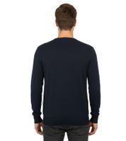 Elegante maglione da uomo con scollo a V, cotone di alta qualità, 143-034, blu scuro