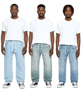 Jeans da uomo alla moda in stile jogger, in denim con gamba larga e coulisse, BR-12000, blu, disponibili in vari colori: blu Pacifico, blu anni '90 o blu cielo