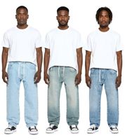 Jean jogging homme élégant, coupe ample en denim avec cordon de serrage, BR-12000, bleu, disponible en plusieurs coloris : Bleu Pacifique, Bleu Années 90 ou Bleu Ciel