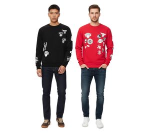 Hollister X NBA Men's Sweatshirt with NBA Team Logos, Cotton Long-Sleeve Shirt 322-221-1592 in Black or Red