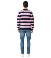 Stylischer ESPRIT Herren Strick-Pullover mit Streifen Rundhals-Sweater Baumwoll-Pullover in Dunkelblau/Rosa, Weiß/Grau oder Dunkelblau/Weiß