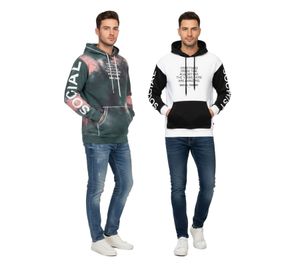 Hollister X Social Tourist Men's Hoodie, Cotton Pullover, Oversized, 365-352-000, in White/Black or Tie-Dye Green/Pink