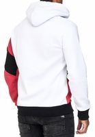 Sudadera deportiva con capucha para hombre en estilo color block, jersey con capucha, jersey 4727, blanco/rojo/negro
