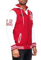 Lässige Sweat-Jacke für Herren im College-Style Kapuzen-Pullover Sweater 6876-1 Rot /Weiß