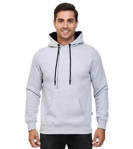 Trendy men's hooded pullover with side zipper, hoodie sweater 7006 grey melange