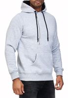 Trendy men's hooded pullover with side zipper, hoodie sweater 7006 grey melange