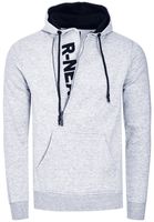 Trendy men's hooded pullover with side zipper, hoodie sweater 7006 grey melange