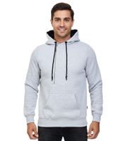 Trendy men's hooded pullover with side zipper, hoodie sweater 7006 grey melange