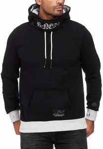 Striking men's hooded pullover with a modern cut, Hoodie Sweater 9325 Black