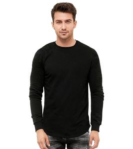 Sudadera urbana para hombre con diseño de mangas acanaladas, jersey 19056, color negro